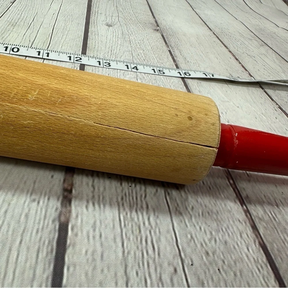 vintage Classic Red and Wood Rolling Pin cottagecore countryside homestead